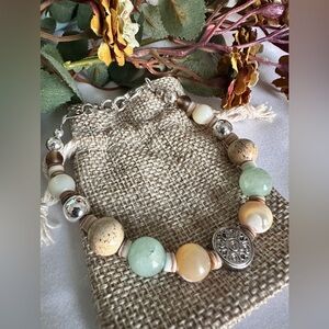 Handmade Gemstone 8" Bracelet - Earth Tone Gems, Neutral Hue Bracelet